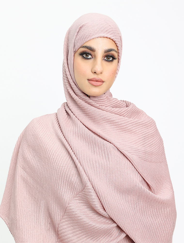 Pink Crinkle Lurex Hijab